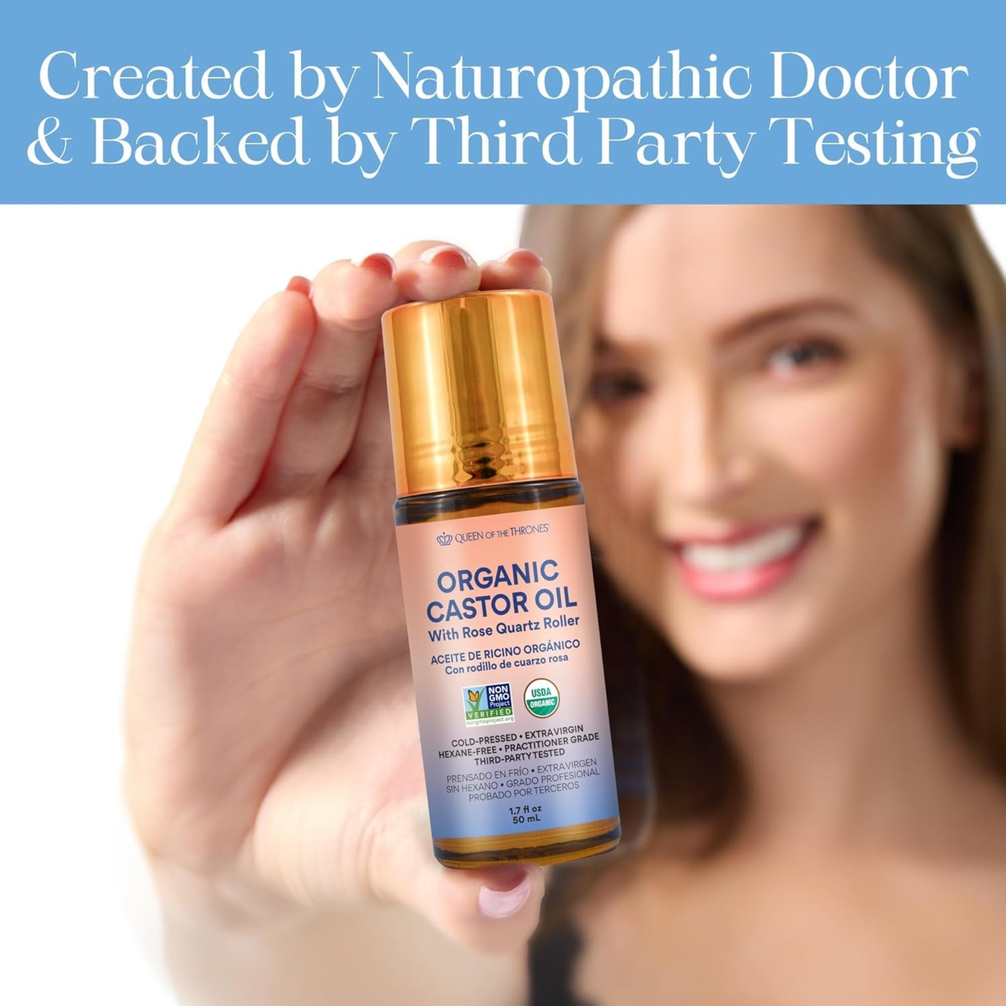 QUEEN OF THE THRONES® Organic Golden Castor Oil Roll- 1.7oz (50mL)