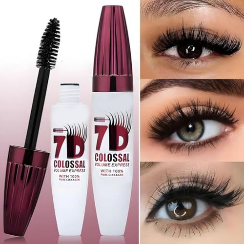 7D Waterproof Volume Mascara, Black Lengthening Thickening Softer Fuller Lashes Mascara