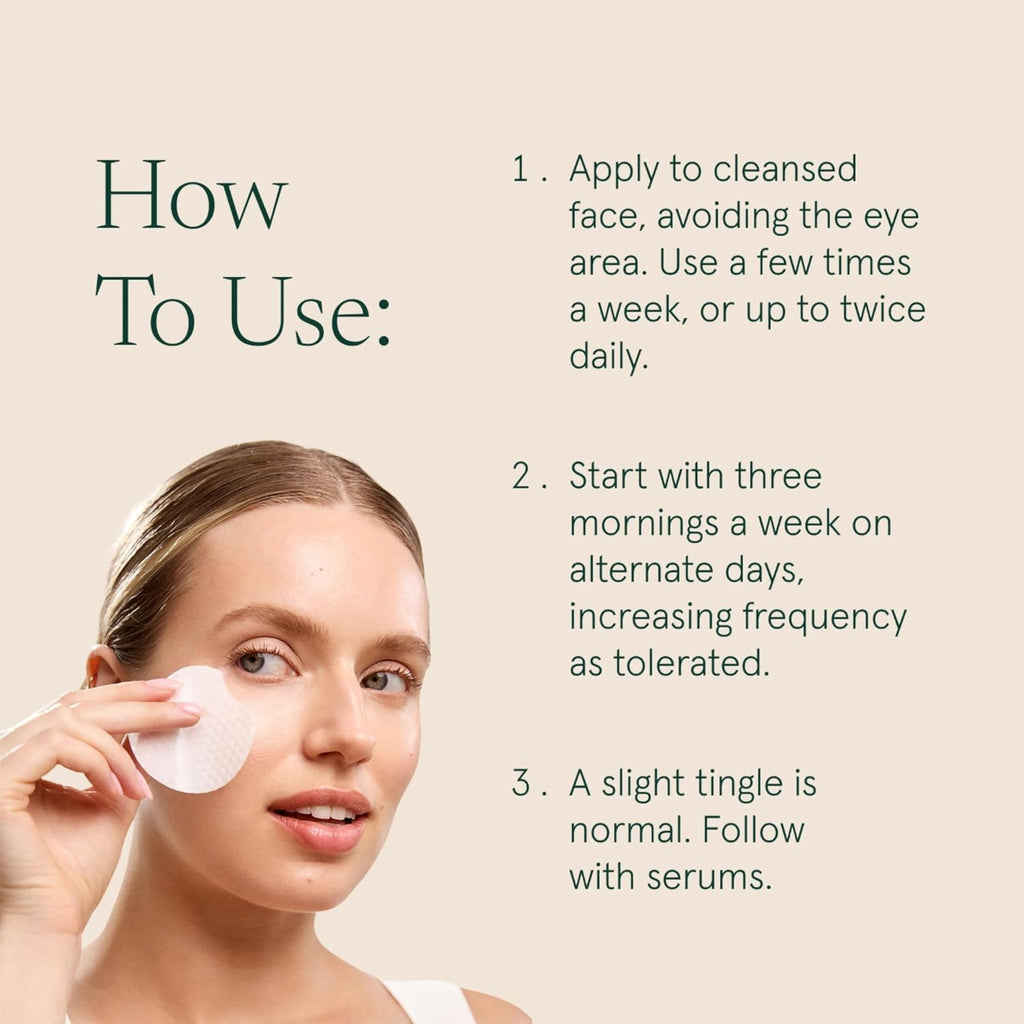 Barefaced Toning Pads (60 count) - Exfoliating Face Pads with 2% Glycolic Acid