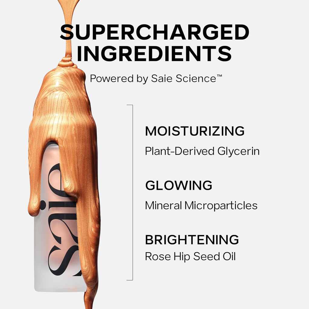 Saie Glowy Super Gel - Ultra-Sheer Illuminating Skin Tint, Liquid Highlighter - Vegan - Starglow (1 oz)