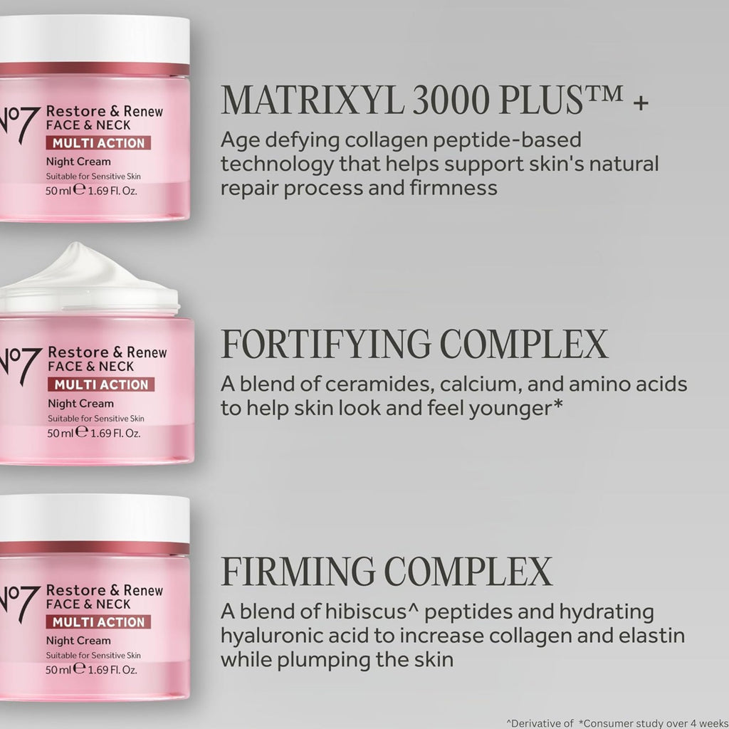 No7 Restore & Renew Multi Action Night Cream for Face & Neck -